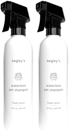 Begley’s No Rinse Waterless Pet Shampoo, Bathless Cleaning, Deodorizing, and Odor Removal for a Shiny, Fresh Smelling Coat - Effective for Dogs, Puppies, and Cats - Fresh Citrus Scent by Begleys