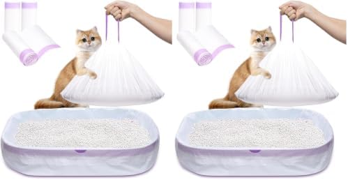 Elzrghs Cat Litter Box Liners Large, 60 Pack Jumbo Drawstring Cat Litter Bags, Extra Thick Litter Pan Liners Heavy Duty 36"x16" by Elzrghs