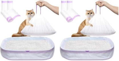 Elzrghs Cat Litter Box Liners Large, 60 Pack Jumbo Drawstring Cat Litter Bags, Extra Thick Litter Pan Liners Heavy Duty 36"x16" by Elzrghs