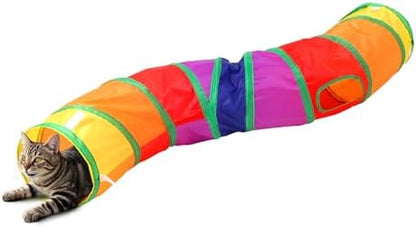 Pet Cat Tunnel, S-Shape Tunnels for Indoor Cats, Collapsible Pet Tunnel for Kitten, Puppy, Rabbit, 25cm-Wide Tunnels, Durable & Breathable, with Peek Hole Toy Ball by Tamiplay