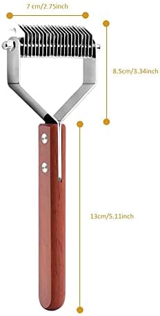 Awtang Undercoat Rake for Dogs, Cats Grooming Dematting Comb, 20 Stainless Steel Blades Wooden Handle Dog Brush - Image 2
