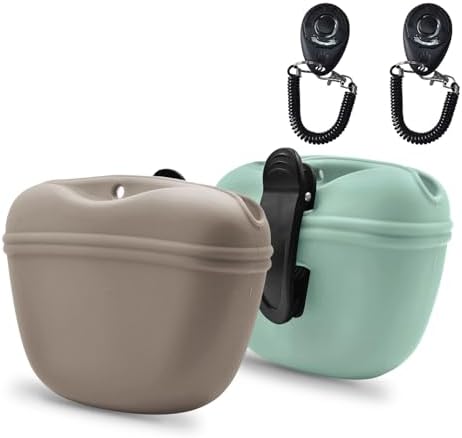 AUDWUD Silicone Dog Treat Pouch with Clicker Magnetic Closure Secure Clip by AUDWUD