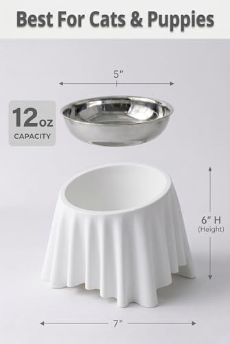 Elevated Cat Food Bowl, Raised Cat Bowls by 304 Stainless Steel,Stylish 3D-Printed Cat Feeding Bowl,12oz Cat Dishes for Cats & Puppies - Image 2