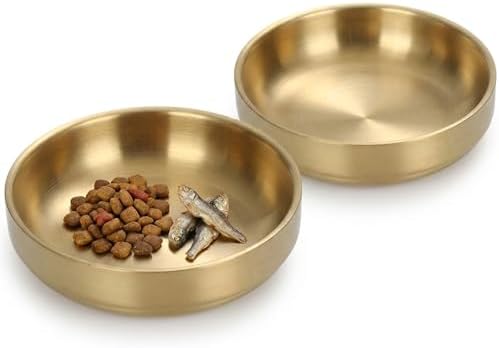 Whisker Fatigue Cat Bowl, 5.9" Shallow Cat Food Dish Stainless Steel, 2 Pcs by Unknown
