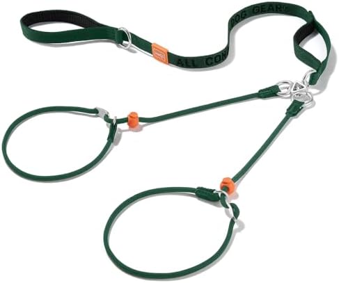 Howgo Slip Lead Leash 2 Dogs, Tangle-Free 360 Swivel(Green,Handle) by HOWGO