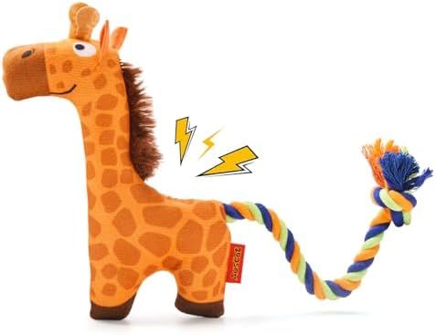 AUSCAT Plush Dog Rope Toy, Durable Squeaky Dog Toys for Puppy Small Medium Dogs (Not for Aggressive Chewers), Crocodile & Giraffe & Flamingo - Image 2