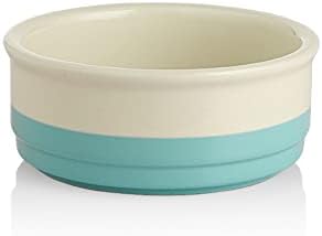 Sweejar Ceramic Dog Bowls, Dog Food Dish for Small Dogs and Cat, Heavy Duty Porcelain Pet Bowl for Canned Food and Water 17 Fl Oz （Turquoise） by Sweejarco1949
