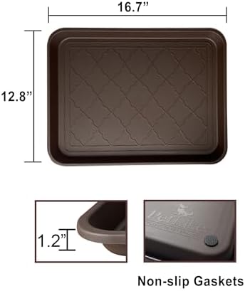 PetLike Boot Trays for Entryway Indoor, Pet Food Mat Trays, 16.7 x 12.8 inch 2 Packs, Waterproof Rubber Shoe Tray for Indoor and Outdoor, Multi-Purpose Tray for Boots, Shoes, Pets, Garden - Image 2