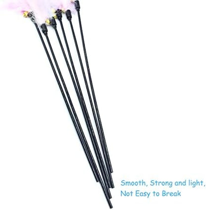 Cat Wand Toys 6 PCS Colorful Feather Wand with Bell Interactive Cat Toys - Image 4
