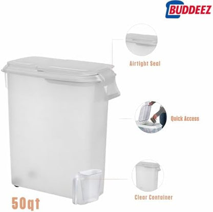 Buddeez Airtight Rolling Pet Food Storage Container, 50 Quart, with Scoop - Image 5