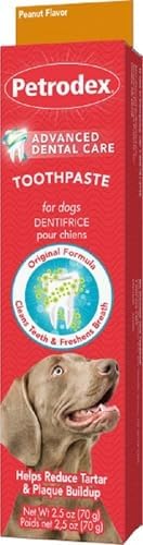 Petrodex Toothpaste for Dogs and Puppies, Cleans Teeth and Fights Bad Breath, Reduces Plaque and Tartar Formation, Enzymatic Toothpaste, Peanut Flavor, 2.5oz by Petrodex
