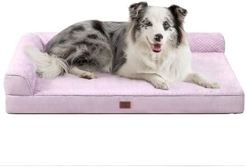EHEYCIGA Memory Foam Dog Bed for Crate, L Plus Orthopedic Dog Bed, Lilac by EHEYCIGA