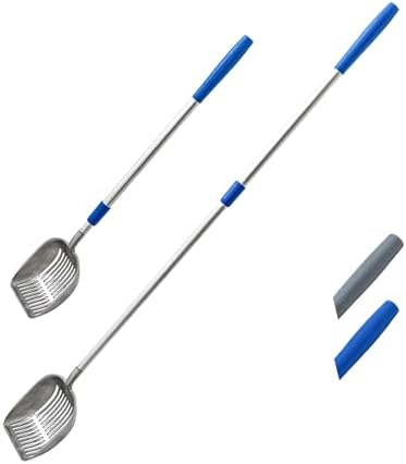 WePet Extendable Cat Litter Scoop, Extra Long Handle, Simple Adjustable to Desired Length, Aluminum Alloy Sifter, Metal Scooper, Deep Shove, Poop Sifting, Durable, Size XXL, 42 Inch, Blue Handle by WePet