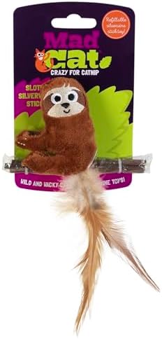 Mad Cat Sloth with Sticks Catnip and Silvervine Plush Cat Toy, Pack of 4 by Unknown