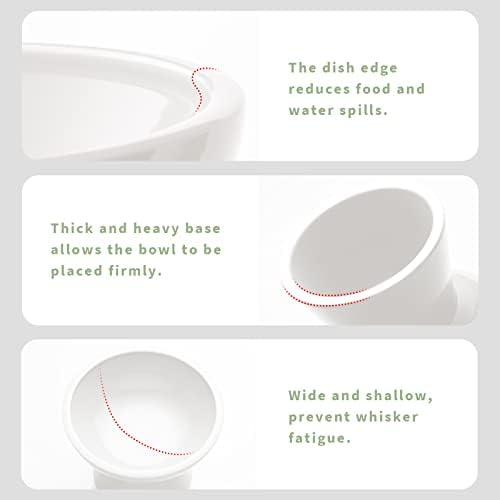 CEEFU 2-Pack Extra Wide Elevated Ceramic 6.2" Shallow Cat Food Bowls - Image 4