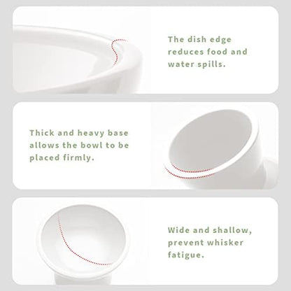 CEEFU 2-Pack Extra Wide Elevated Ceramic 6.2" Shallow Cat Food Bowls - Image 4