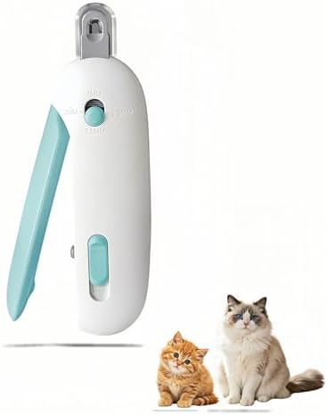 Adjustable Cat Nail Clippers with Safety Guard & Hidden File, Splash-Proof Trimmer for Kittens & Indoor Cats, Painless Blue Claw Scissors by SAYUANVA