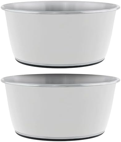Master Pet Supply Stainless Steel Dog Bowls Set of 2 - Bone White - 16 Oz by MasterPetSupply