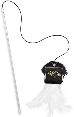 Pets First NFL Baltimore Ravens Team Jersey Wand with CAT NIP, Cat Toy Jersey Shaped Plush Teaser Toy for Cats & Kittens - Interactive Pet Toy for Play & Exercise by PETSFIRST