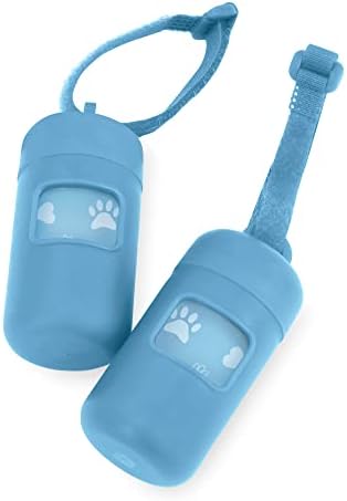 Best Pet Supplies Dog Poop Bag Holder Leash Attachment with Reusable Dispenser for Travel, Walking, Park, and Outdoor Use, Durable with Clip-On - Baby Blue, Pack of 2, Plastic Dispenser w/30 Bags by BestPetSuppliesLLC