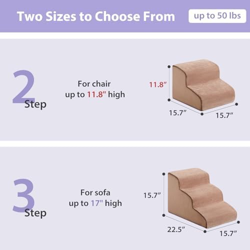 LEXTRO Dog Stairs for Small Dogs, 2-Steps Dog Ramp for Couch, Pet Stairs with Highly Supportive Foam and Non-Slip Bottom, Pet Steps for Cat & Doggie (High 11.8 Inch) - Image 5