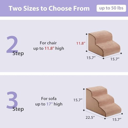 LEXTRO Dog Stairs for Small Dogs, 2-Steps Dog Ramp for Couch, Pet Stairs with Highly Supportive Foam and Non-Slip Bottom, Pet Steps for Cat & Doggie (High 11.8 Inch) - Image 5