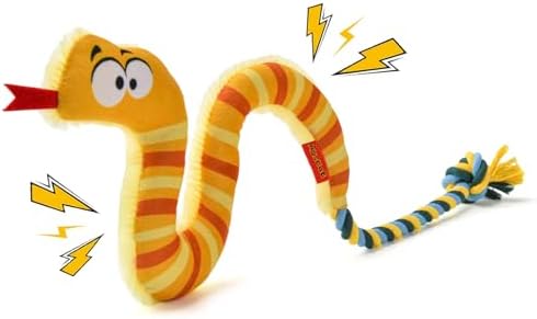 AUSCAT Plush Dog Rope Toy, Durable Squeaky Dog Toys for Puppy Small Medium Dogs (Not for Aggressive Chewers), Snake by AUSCAT