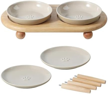 Havniva Elevated Cat Bowls, Cat Food and Water Bowl Set, Ceramic Cat Bowl by Havniva