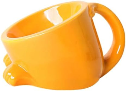 Raised Cat Bowls with Handle Tilted Cat Dish Ceramic Pet Food Water Bowl for Indoor Outdoor Kitten Small Dogs Puppy Light Orange by apott