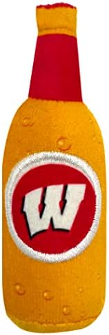 BEST PLUSH CAT TOY - NCAA WISCONSIN BADGERS Complete Set of 3 piece Cat Toys filled with Fresh Catnip. Includes: 1 Helmet Cat Toy, 1 Football Cat Toy with Feathers & 1 Beer Bottle. Beautiful Team LOGO - Image 4