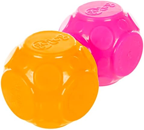 goDog 2-Pack Silent Squeak Ball Dog Toy Set, for Light to Moderate Chewers - Orange/Pink, 2-Pack by goDog