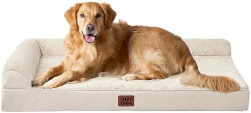 EHEYCIGA Extra Large Dog Bed Othorpedic, Memory Foam XL Dog Bed with Washable Removable Cover, Waterproof Pet Sofa Couch XLarge Size Dogs with Nonskid Bottom, 44x32x6.5, Beige by EHEYCIGA