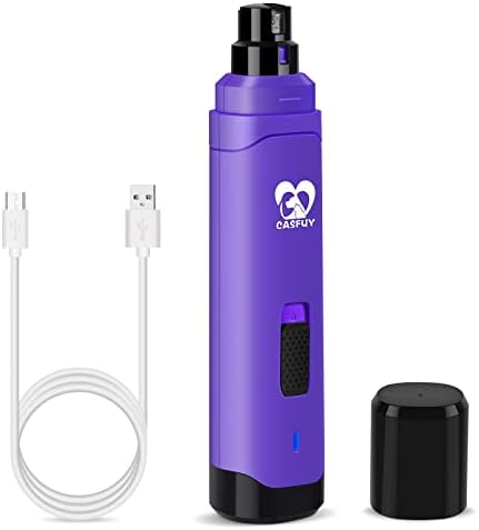 Casfuy Dog Nail Grinder Upgraded - Professional 2-Speed Whisper-Quiet Electric Pet Nail Trimmer Painless Paws Grooming & Smoothing for Small Medium Large Dogs & Cats (Purple) by casfuy
