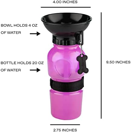 Highwave AutoDogMug Dog Water Bottle with Built-in Bowl, 20 oz, Pink - Image 3