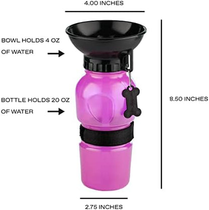 Highwave AutoDogMug Dog Water Bottle with Built-in Bowl, 20 oz, Pink - Image 3