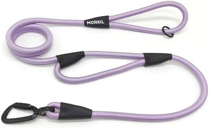 Rope Dog Leash with Two Handles, 6 Foot Heavy Duty Dog Leash with Aviation Aluminum Auto Locking Carabiner, Strong Nylon Pet Lead for Small, Medium, Large Dogs (Purple, 6FT-Two Handle) by MORXIL