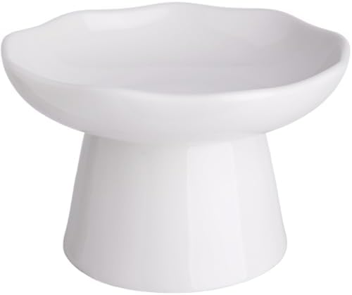 6" Elevated Cat Bowls,Ceramic cat Food Bowl, White, 1-Pack by KITCHENLESTARaddsmorebeautifulcolourstoyourlife