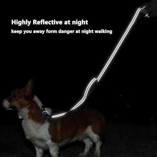 6 FT Silver Nylon Reflective Dog Leash for Large Dogs with 2 Padded Handle - Image 5