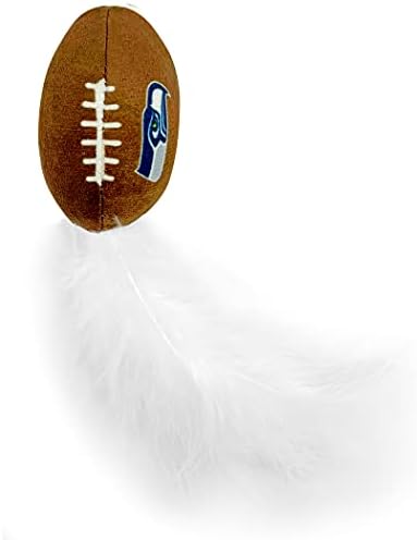 Best Plush CAT Toy - NFL Seattle Seahawks Complete Set of 3 Piece Cat Toys Filled with Fresh Catnip. Includes: 1 Helmet Cat Toy, 1 Football Cat Toy with Feathers & 1 Beer Bottle. Beautiful Team Logos - Image 5
