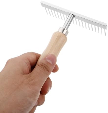 Toddmomy Horse Grooming Brush Wooden Handle Dematting Comb Stainless Steel Deshedding Tool for Horses Dogs Cows and Donkeys Ergonomic Grip 4.92 X 3.93 X 1.37 in - Image 2