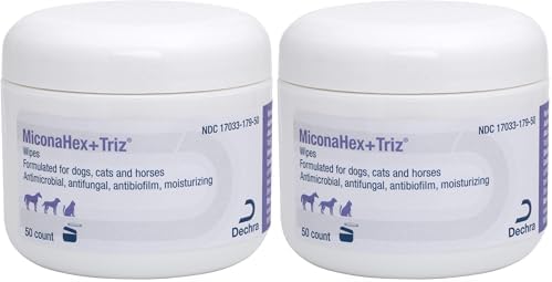 MiconaHex+Triz Wipes,2.25" round for Dogs,Cats and Horses,jar,50 Count (Pack of 2) by Unknown