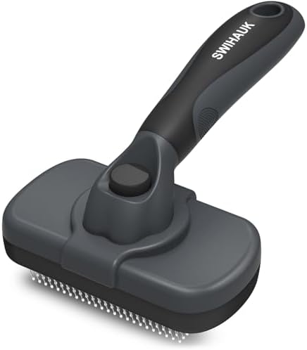 Swihauk Self Cleaning Slicker Brush - Skin Friendly for Dogs & Cats, Deshedding Grooming Tool for Shedding Hair, Puppy Brush for Haired Pets by swihauk