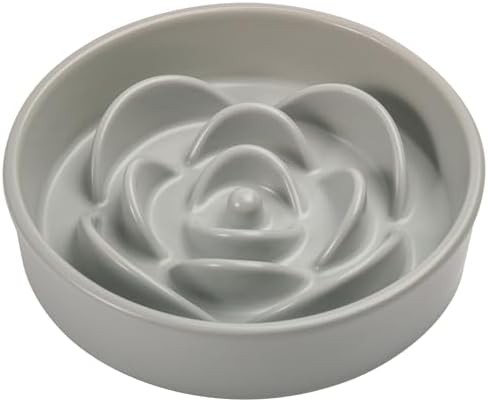 8.26 in Grey Dog Bowl Slow Feeder Ceramic for Medium and Large Breed,Pet Feeding Dog Food Water Dish Heavy Weighted,Puppy Bowl for Fast Eaters,Puzzle Slow Eating Dish Modern Maze by PetGettingMuchHeathier