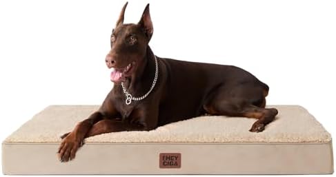 EHEYCIGA Orthopedic Dog Bed Large with Removable Washable Cover, 47IN Khaki by EHEYCIGA