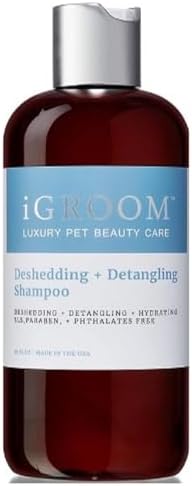 iGroom Deshedding & Detangling Dog Shampoo, Luxury Pet Beauty Care, Loosen Tangles + Unwanted Undercoat, Adds Shine + Volume, Made in USA (16 OZ) by iGroom