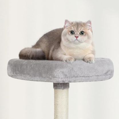 Cut Cat Tree Cat Tower Condo with Hammock Kittens Scratching Post Grey - Image 4