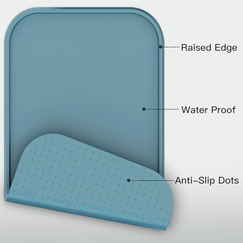 Feedoo Pet Feeding Mat [Warped Resistant Raised Edge], Water-Proof Silicone Placement for Food Water Bowls, Anti-Slip Base Protect Floor, BPA-Free&Dishwasher-Safe [28.5x16.5inch XL, Blue] - Image 3