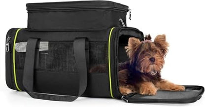 Black Expandable Pet Carrier for Cats/Dogs - Airline Approved, 2-Side & Height Extendable Design - Soft Sided Travel Bag(Black) by DAROSS