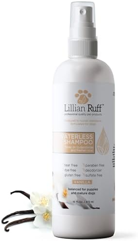 Lillian Ruff Waterless No-Rinse Dog Dry Shampoo Spray with Hydrating Essential Oils - pH-Balanced Dry Shampoo for Dogs - Clean, Condition, Detangle & Deodorize Dry, Sensitive Skin (Vanilla) by LillianRuff