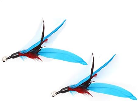 2 Pcs Cat Toys Feather/Teaser Toy with Bell Cat Teaser Funny Pet Cat Play Feather Toys CT15-12 Blue Feather by Unknown